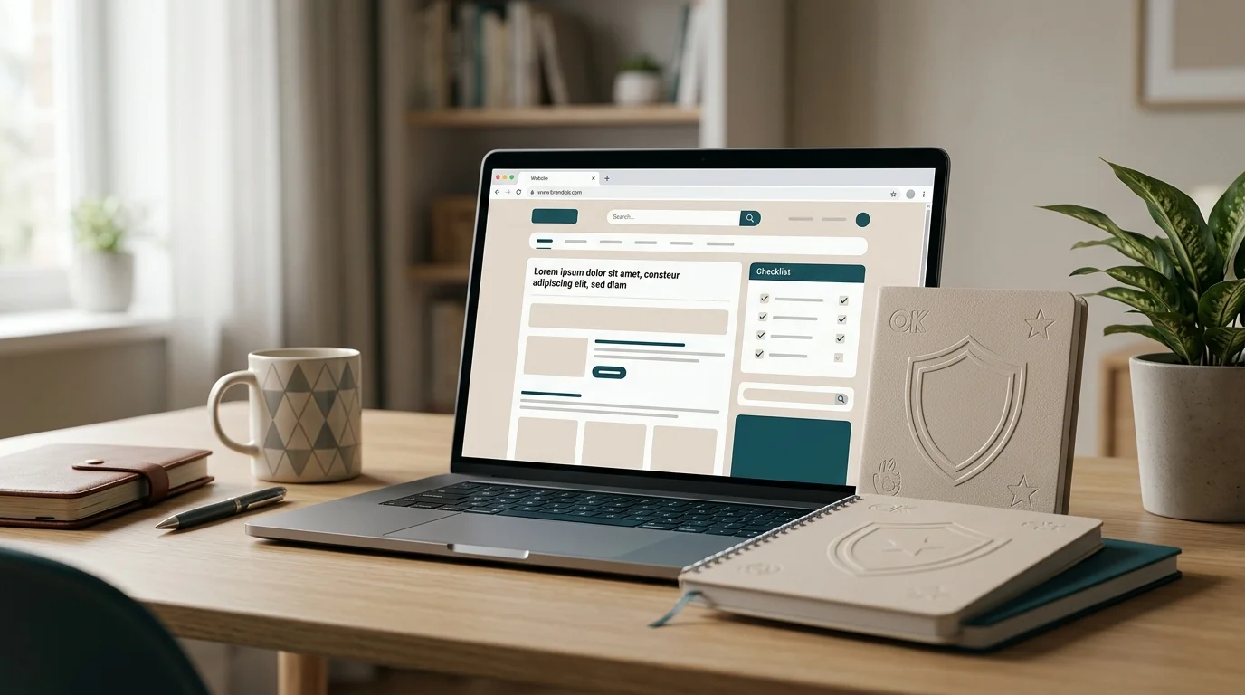 Een rustige visuele kaart met stappen om een online casino op vergunning en risico te controleren